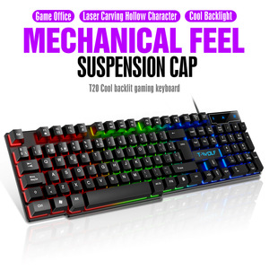 Teclado para juegos T20 con cable, iluminado, en árabe, español y ruso, teclado de membrana, 104 teclas, accesorios para computadora, teclado para juegos. - Product Image 4