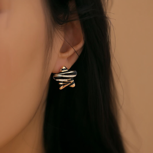Fashion <b>Stud</b> <b>Earrings</b> 316L Stainless Steel PVD Gold Plating Black Star Design With Rhinestones For Women - Product Image 3