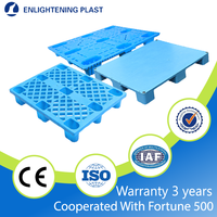 Palette industrielle en plastique soufflé légère de 1200x1000mm, neuf pieds, pour usage au sol