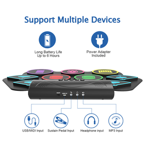 Almohadilla de tambor para principiantes, platillos electrónicos de bajo, módulo profesional, juego de tambor eléctrico Digital <span class=keywords><strong>Midi</strong></span> - Product Image 6