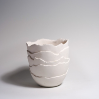 Nouveau pot en ciment artisanal écologique au design ondulé, style minimaliste pour la décoration de la maison, du jardin et de la table, en carton