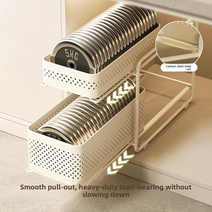 Multifunctional <b>Standing</b> Metal Kitchen Storage Rack Seasoning Rack Pull-Out Basket for <b>Pans</b> Bowls - Product Image 3