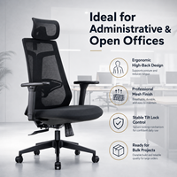 Chaise de bureau pivotante de luxe moderne en tissu maillé, design ergonomique, appui-tête réglable, cadre en fer pour le travail sur ordinateur