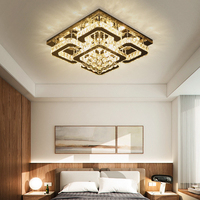 Plafonnier LED carré rectangulaire en cristal moderne de luxe Alimentation CA Décoration intérieure pour chambre à coucher Salon Lustres suspendus