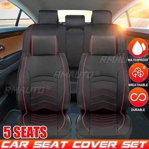 Juego de 1/5 Fundas de Asiento de Coche de Cuero con Cojín de Lino, Protector Universal para la Mayoría de los Sedanes, SUV y Camionetas Pequeñas - Product Image 1