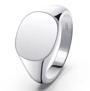 Nmr02 925 Sterling Zilveren Ring Voor Mannen Zilver/18K Gouden Band Voor Mannen Klassieke Vierkante Zegel Gepolijst Afwerking Breedte Band Maat 10-13