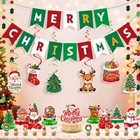 Kit de décoration de fête de Noël EASTTERN : Guirlande de fanions, spirales, centres de table en nid d'abeille, décorations de gâteau réutilisables et durables
