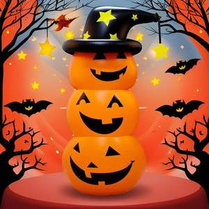 Lanterne de citrouille d'Halloween empilable avec décoration de chapeau de sorcière - Product Image 1