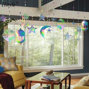 Hstyle 6 pezzi iridescente stella luna lanterna Ramadan ghirlanda olografica EID decorazione <span class=keywords><strong>casa</strong></span> felice Ramadan decoro - Product Image 3