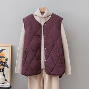 <span class=keywords><strong>Gilet</strong></span> matelassé personnalisé avec logo, motif losanges, ultra-léger, chaud, sans manches, coupe ajustée, boutons-pression, pour <span class=keywords><strong>femme</strong></span> - Product Image 5