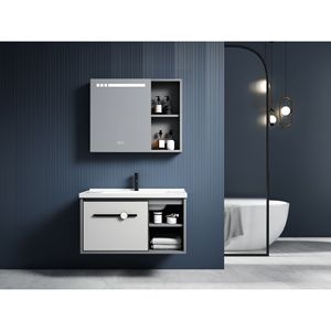 CR 620mm Aluminum Alloy <b>Bathroom</b> Vanity White One-Piece Ceramic Basin With Mirror - Product Image 1