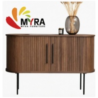 Buffet en noyer transfrontalier, armoire de rangement à double porte courbée, meuble de préparation moderne en bois massif, origine Chine, pour salle à manger