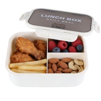Boîte à lunch en plastique personnalisable avec logo, 3 compartiments, couvercle en PP anti-fuite, sans BPA, hermétique, compatible micro-ondes et lave-vaisselle, pour le stockage des aliments