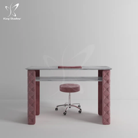 Table à ongles professionnelle Table de manucure de meubles de station d'ongle rose avec aspirateur pour pédicure d'art d'ongle