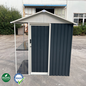 Caseta de Almacenamiento Exterior de 6x4 Pies, Acero Galvanizado, para Jardín, Herramientas y Utensilios, con Puerta, Ventilación y Estantes - Product Image 1