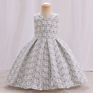 Robe de demoiselle d'honneur pour filles, col en V, dentelle, robe de bal rose pour enfants, anniversaire, mariage - Product Image 3
