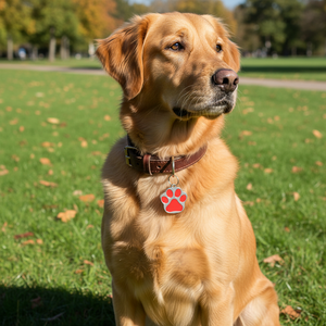 Etiqueta de Identificación para Mascotas, Diseño de Pata Grande, Roja, Metálica, para Collar de Perro - Product Image 3