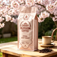 Sachet alimentaire haut de gamme personnalisé imprimé en héliogravure, résistant à l'humidité, pour grains de café, à fond plat, scellé sur huit côtés, 1 lb 2 lb