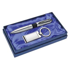 Caja de cartón azul para guardar bolígrafos con forro de satén, forma rectangular - Product Image 3