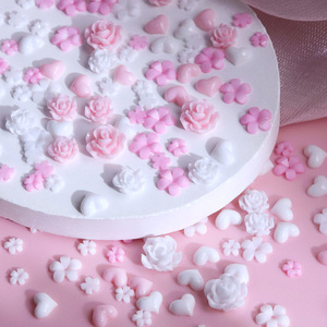 6 Rejillas Acrílico Flor 3D Nail Art Decoraciones Resina Amor Corazón Rosa Flor Nail Charms Crystal Nail Rhinestones Accesorios - Product Image 3