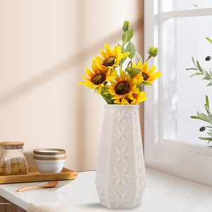Nordic Style Clean Lines White Ceramic Vase for Entryway Living Room <b>Table</b> Decor <b>Display</b> - Product Image 2
