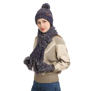 Ensemble de <span class=keywords><strong>bonnet</strong></span> et écharpe en tricot de sublimation 100% acrylique de haute qualité, chaud, pour l'hiver, Noël, sublimation vierge, <span class=keywords><strong>bonnet</strong></span> de Père Noël - Product Image 2
