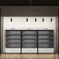 Meuble mural de présentation de maquillage en bois durable et de haute qualité, étagères à niveaux réglables, éclairage LED, boutique de beauté, parfums