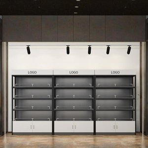 Meuble mural de présentation de maquillage en <span class=keywords><strong>bois</strong></span> durable et de haute qualité, étagères <span class=keywords><strong>à</strong></span> niveaux réglables, éclairage LED, boutique de beauté, parfums - Product Image 5
