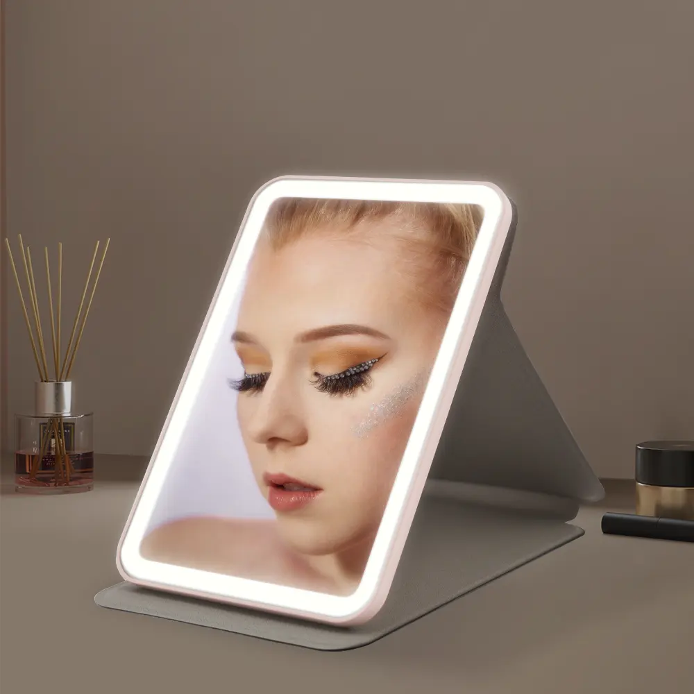 Tischständer Schönheit Vergrößerungs-Klappspiegel Led Reisen tragbarer Make-up-Spiegel mit Led-Licht