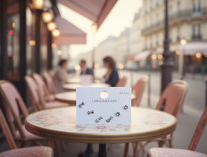 Orecchini a Perno Lianlianxuan Placcati Argento con Fiocco e Zirconi, Gioielli Regalo per Donne, Perno in Argento 925 - Product Image 2