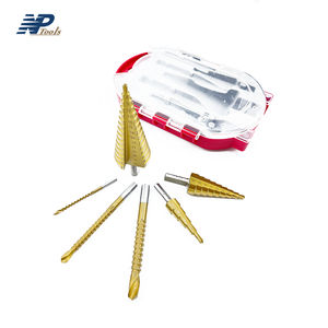 Naipu 6Pcs <span class=keywords><strong>4</strong></span>-12mm <span class=keywords><strong>4</strong></span>-20mm <span class=keywords><strong>4</strong></span>-32mm HSS Titânio Revestido Passo Brocas Set Pagoda Broca Com Caixa De Plástico - Product Image 4