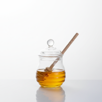 Pot de conservation en verre transparent 280 ml, best-seller, design créatif personnalisé, pour cuisine domestique, utilisation alimentaire sûre, avec cuillère à dipper