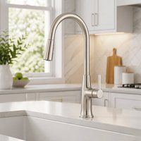Robinet de cuisine extractible KIDOIR à arc haute, en acier inoxydable 304, avec douchette droite, monocommande, finition brossée, certifié cUPC