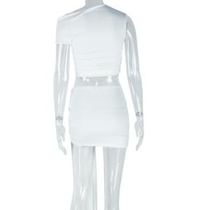캐주얼 투피스 세트 여성 단색 상의와 미니스커트 - Product Image 5