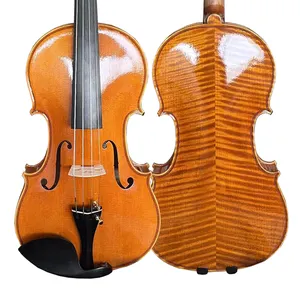 Sinomusic Artist series, violon à l'huile fait à la main de bonne qualité, couleur or jaune marron, dessus en épicéa solide, belle flamme, dos en érable, ébène ac