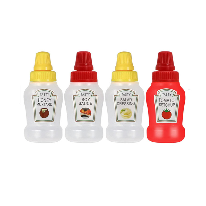 Lot De 6 Mini Bouteilles Sauce 25ml - Transparent, Portable - Pour Ketchup, Miel, Vinaigrette