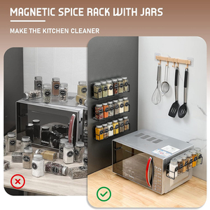 Étagère de rangement pour épices de cuisine moderne en acier au carbone à quatre niveaux, réglable, résistante à la rouille, sans perçage, à fixer sur le côté du réfrigérateur - Product Image 5