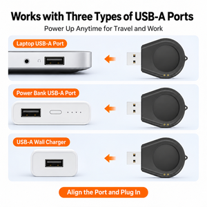 SIKAI USB-A เครื่องชาร์จนาฬิกา<span class=keywords><strong>แบ</strong></span>บแม่เหล็กสำหรับนาฬิกาเสี่ยวมี่ 5 S5 S4 S3 S2 และนาฬิกา 2 โปรอะแดปเตอร์เดินทางขนาดกะทัดรัดพาวเวอร์<span class=keywords><strong>แบ</strong></span>งค์แล็ปท็อป - Product Image 5