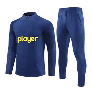 Yz ब्लू फुटबॉल कोट जैकेट, एक लंबी आस्तीन वाले फुटबॉल पुरुषों की जर्सी ट्रेन जर्सी सेट