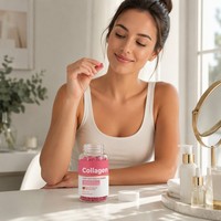 Gummies de collagène végétalien en gros (OEM/ODM) – 60 unités, saveur fraise, supplément de beauté à la biotine pour une peau éclatante et anti-âge chez l'adulte