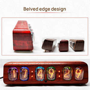 YIZHI Nouveau Design Verre Matériau Bois Horloge <span class=keywords><strong>Nixie</strong></span> Horloge de bureau In-12 Glow Digital <span class=keywords><strong>Tube</strong></span> 6-Bit Horloge <span class=keywords><strong>Nixie</strong></span> pour la décoration de table d'étude - Product Image 6