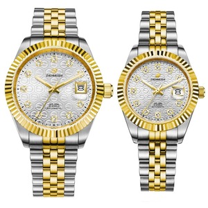 Relojes de Pareja Zhen <span class=keywords><strong>Mei</strong></span> <span class=keywords><strong>Shi</strong></span>, Relojes de Oro con Movimiento Automático Mecánico, Reloj de Rey y Reina, Resistente al Agua, con Diamantes, de Acero Inoxidable, al por Mayor - Product Image 6
