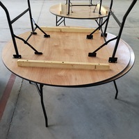 Mobilier d'extérieur commercial de forme ronde rétro MDF métal bois salle à manger pliante hôtel mariage Banquet Table d'événement