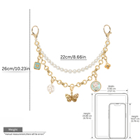 Bijoux fantaisie, chaîne en or, porte-clés en perles, accessoires avec breloques remplaçables en forme de papillon et de fleur, breloque pour sac pour femmes