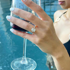 OAHLAN Anillos de Compromiso de Plata de Ley 925 de 3 CT con Solitario de Zirconia Cúbica Talla Radiante y Alianzas de Boda para Mujer - Product Image 6