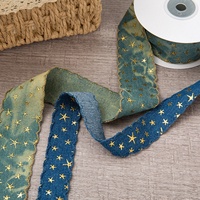Grand rouleau de ruban en denim métallique à étoiles, 50 yards, accessoires DIY, chaussures, chapeaux, emballage cadeau, nœud papillon