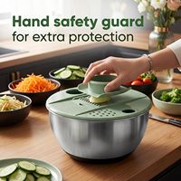 Grote 5L handmatige groente- en fruitdroger, snijmachine, rasp, roestvrijstalen slacentrifuge, alles-in-één snijder & rasp, afdruipmand