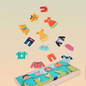 Jeux de déguisement et puzzles en <span class=keywords><strong>bois</strong></span> pour la petite enfance, pour développer la sensibilité esthétique, avec cartes, pour garçons et filles - Product Image 2