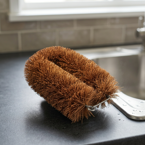 Multi-functional Coconut Coir Bristle Wood Handle Eco-Friendly Scourer Cleaning <b>Brush</b> with Soft Bristles Home Kitchen Use 14x9cm - Product Image 2