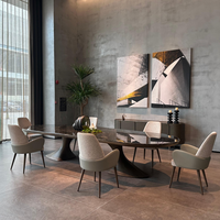 Amerikanisches High-End Marmor Massivholz Tischbein Esstisch- und Stuhl-Set für Villa, Club, Zuhause, Anpassbare Restaurantmöbel